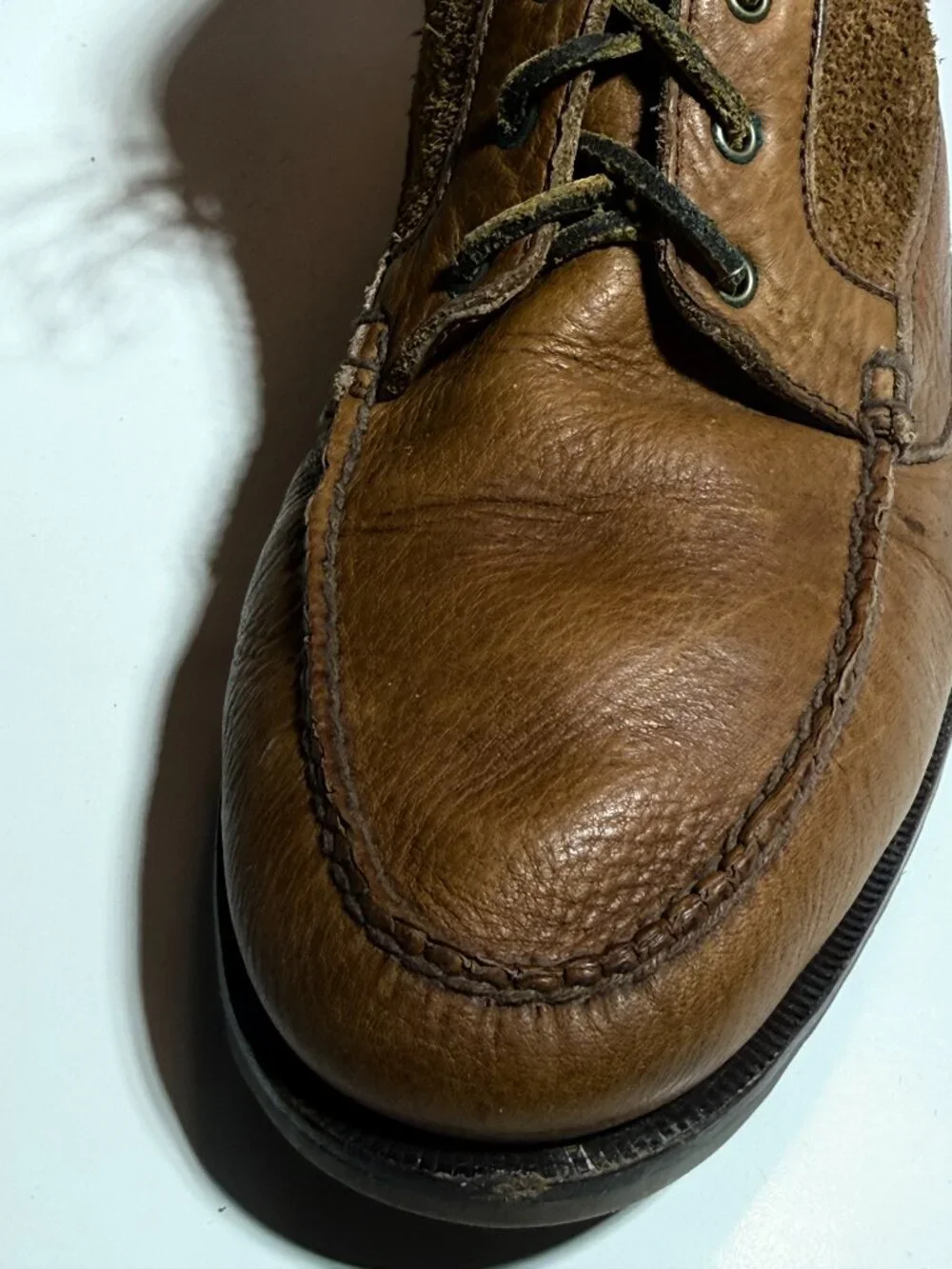 Vintage Bostonian Fantastic Double Leather Moccasins Leather Sole Mens Size 10 M